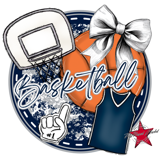 Circle Basketball Design-Navy-Grey