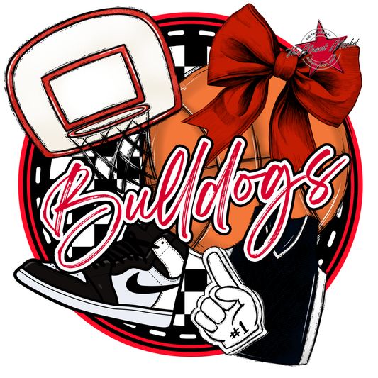 Bulldogs Circle Basketball Design-Red