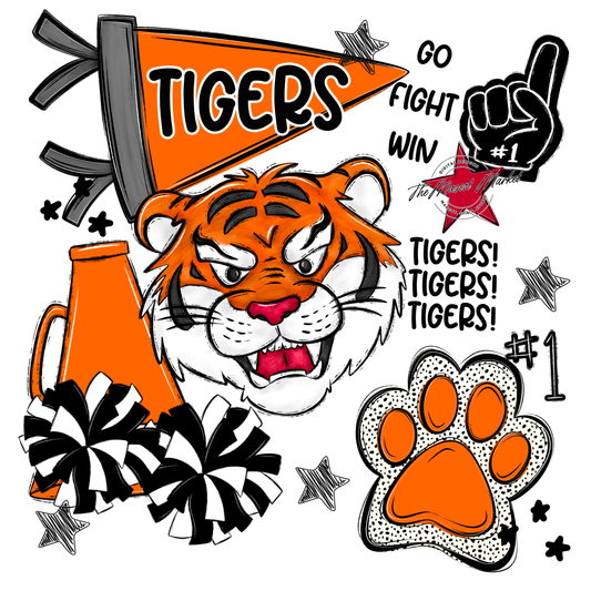 Tigers Mascot Spirit Design 2-Orange