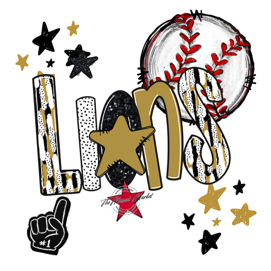 Lions Baseball Scrape-Gold