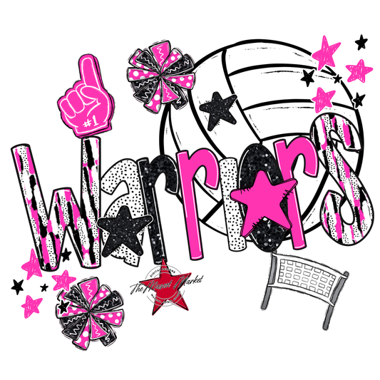 Warriors Volleyball Scrape-Pink