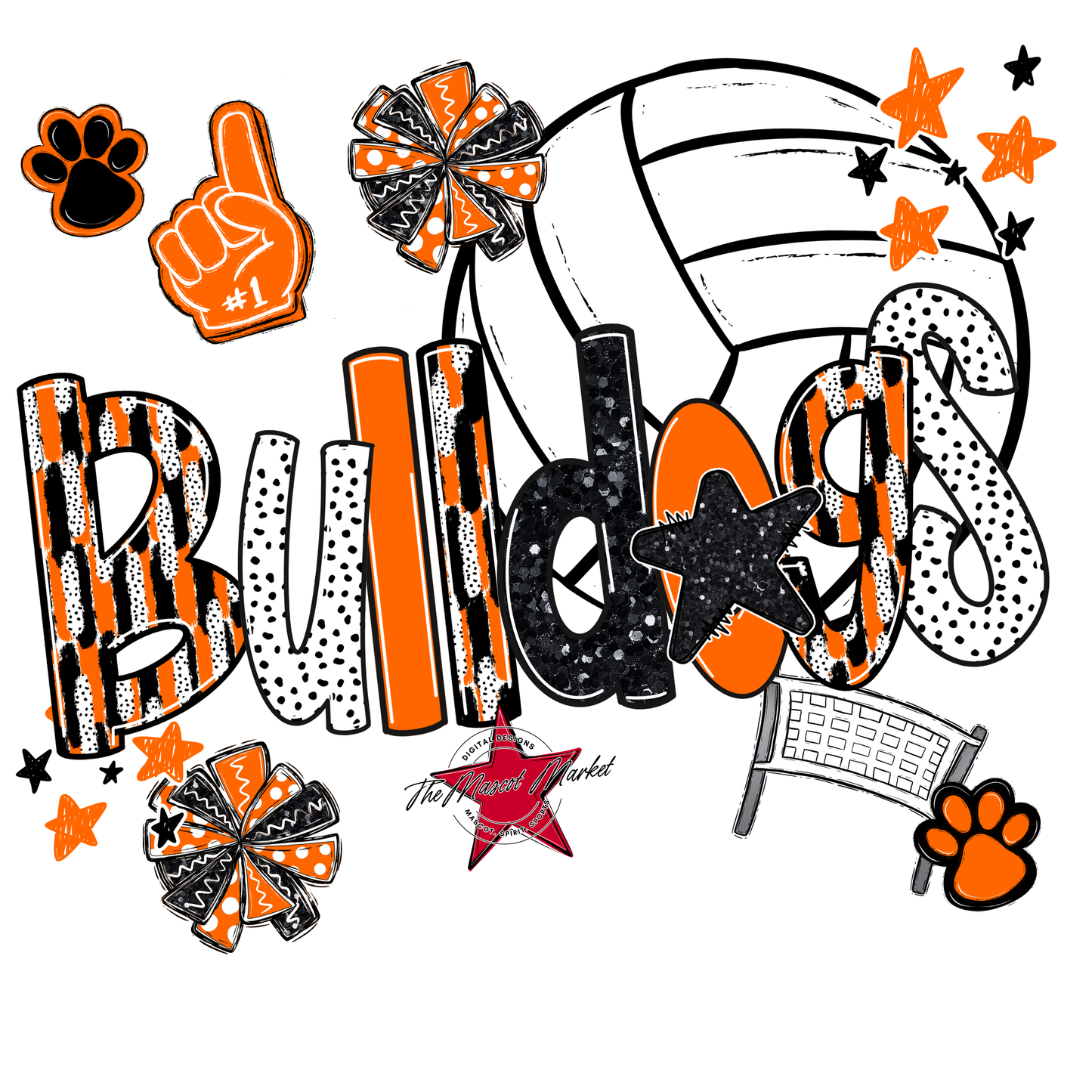 Bulldogs Volleyball Scrape-Orange