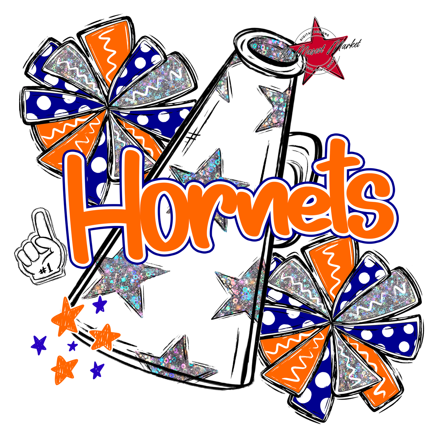 Hornets Alpha Megaphone Design-Blue-Orange