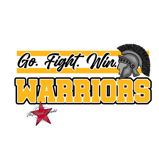Warriors Go Fight Win Mascot Lines-Yellow