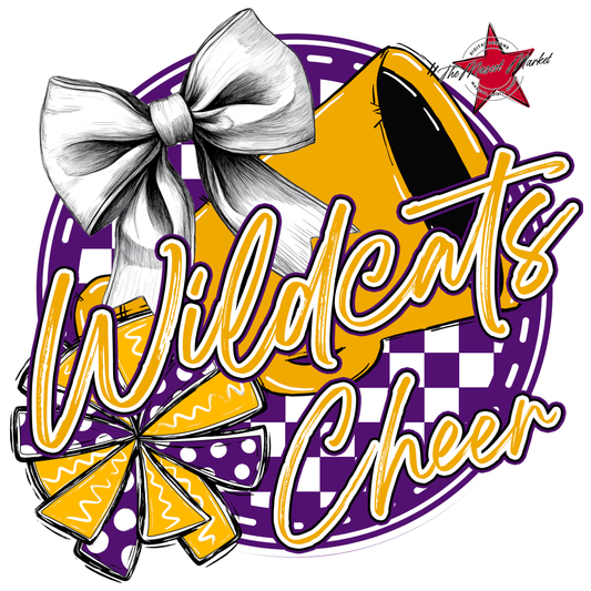Wildcats Circle Cheer Design-Purple-Yellow