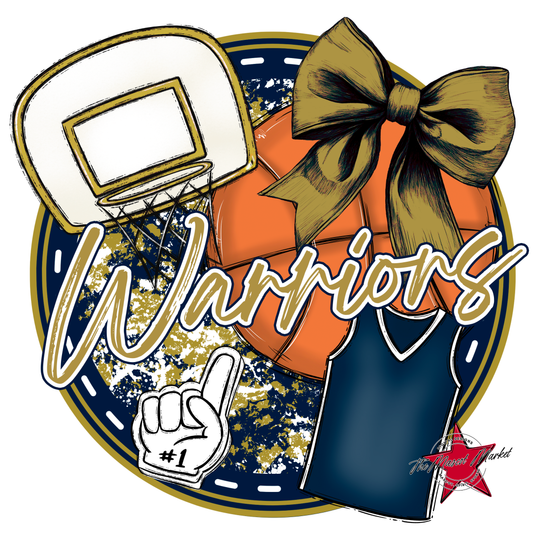 Warriors Circle Basketball Design-Navy-Gold