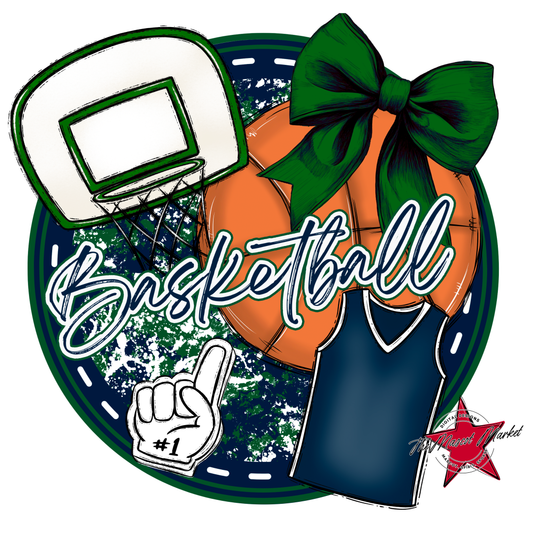 Circle Basketball Design-Navy-Green