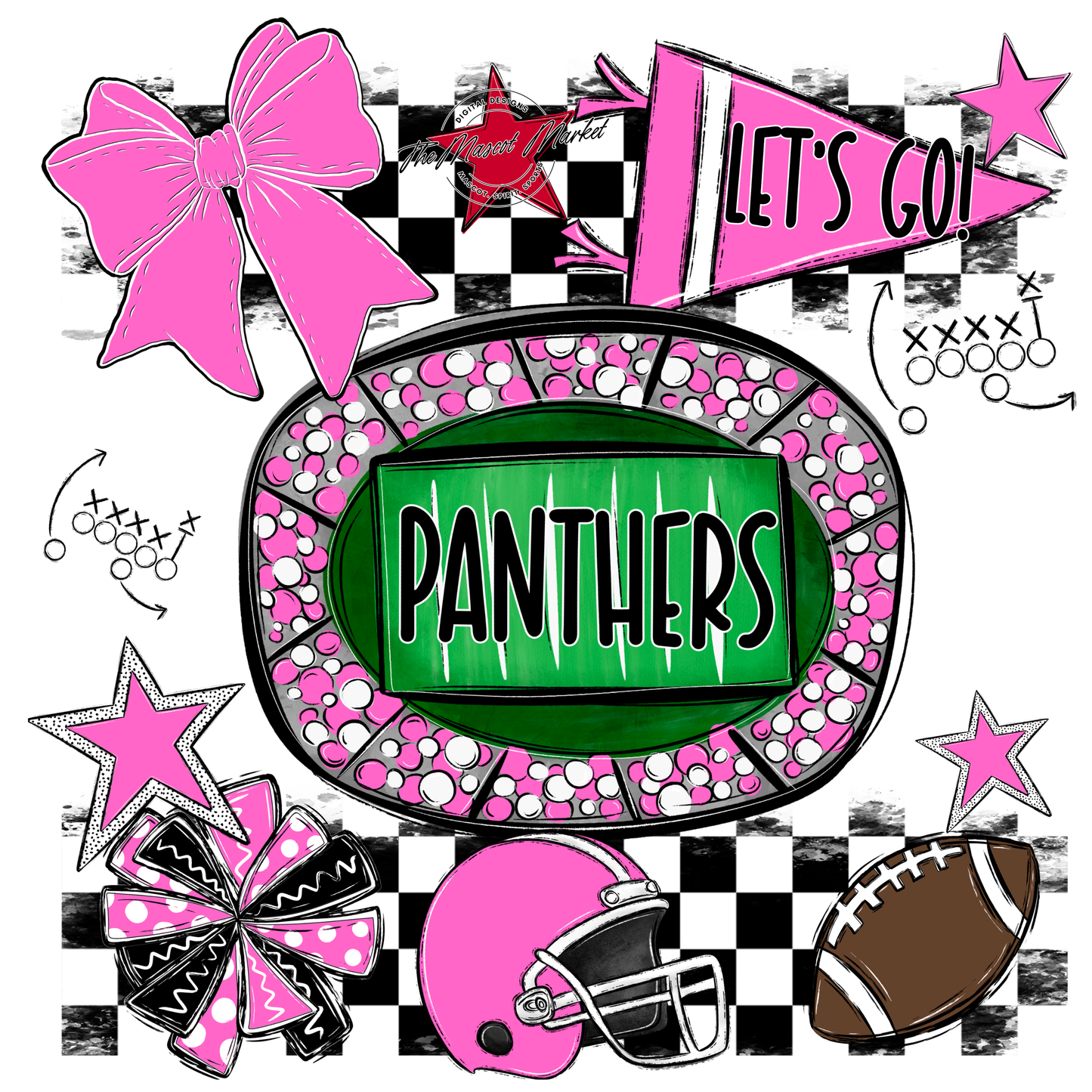 Panthers Checkers Spirit Design-Baby Pink