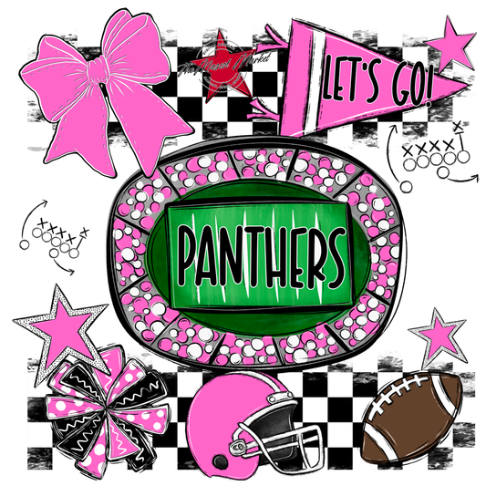 Panthers Checkers Spirit Design-Baby Pink