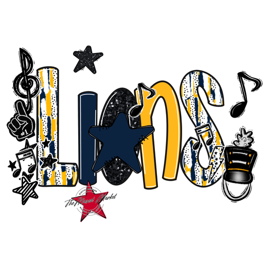 Lions Band Scrape-Navy-Yellow