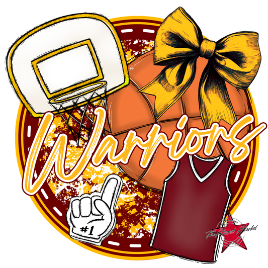 Warriors Circle Basketball Design-Maroon-Yellow