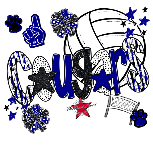 Cougars Volleyball Scrape-Blue