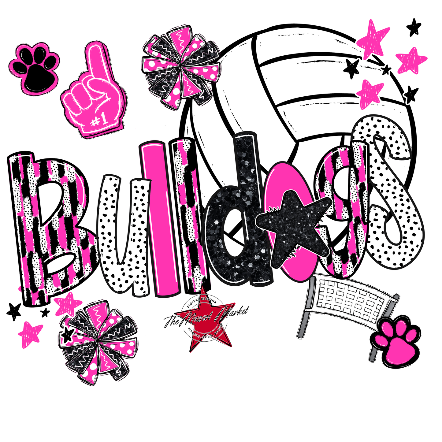 Bulldogs Volleyball Scrape-Pink
