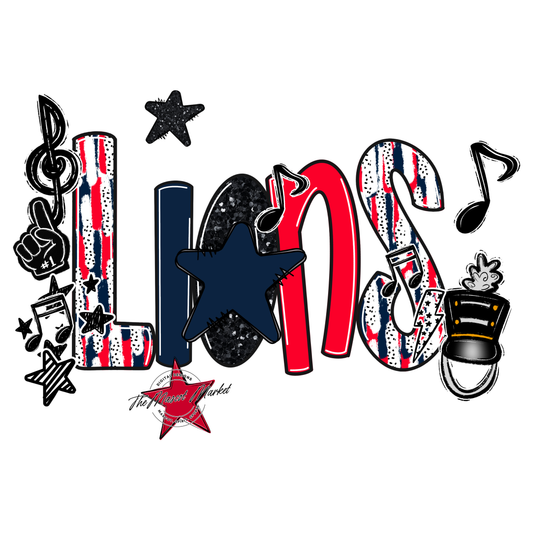 Lions Band Scrape-Navy-Red