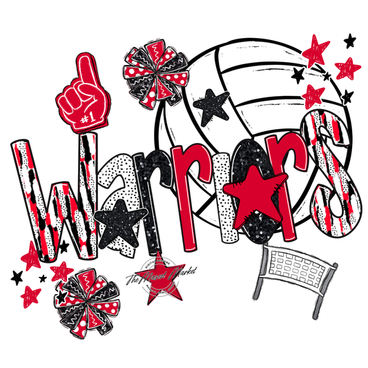 Warriors Volleyball Scrape-Red