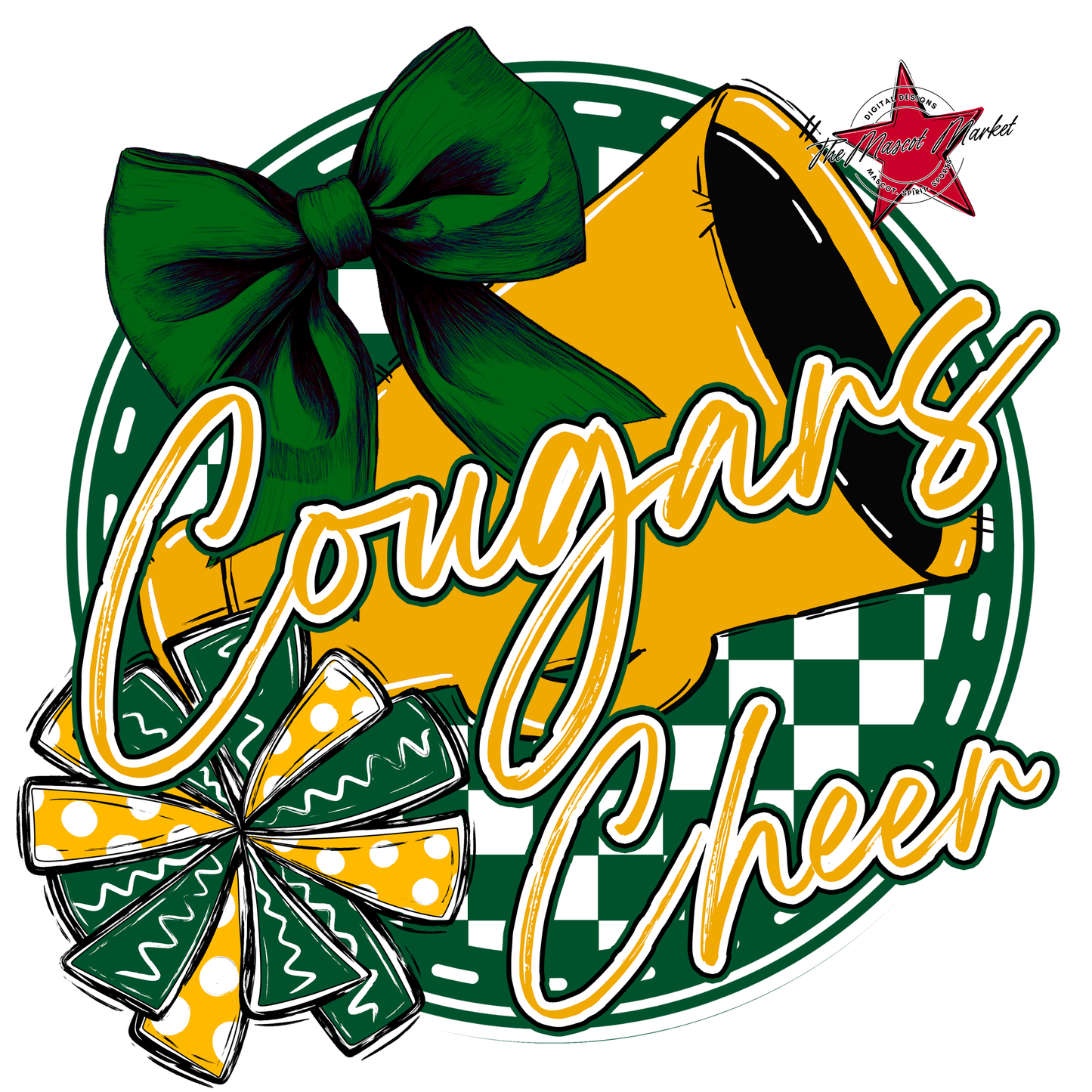 Cougars Circle Cheer Design-Green-Yellow