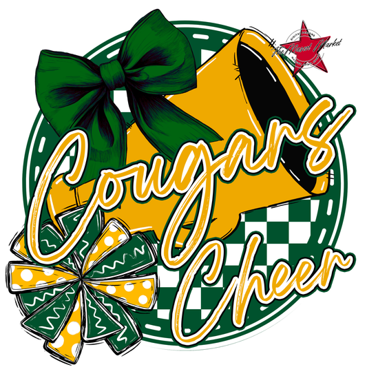 Cougars Circle Cheer Design-Green-Yellow