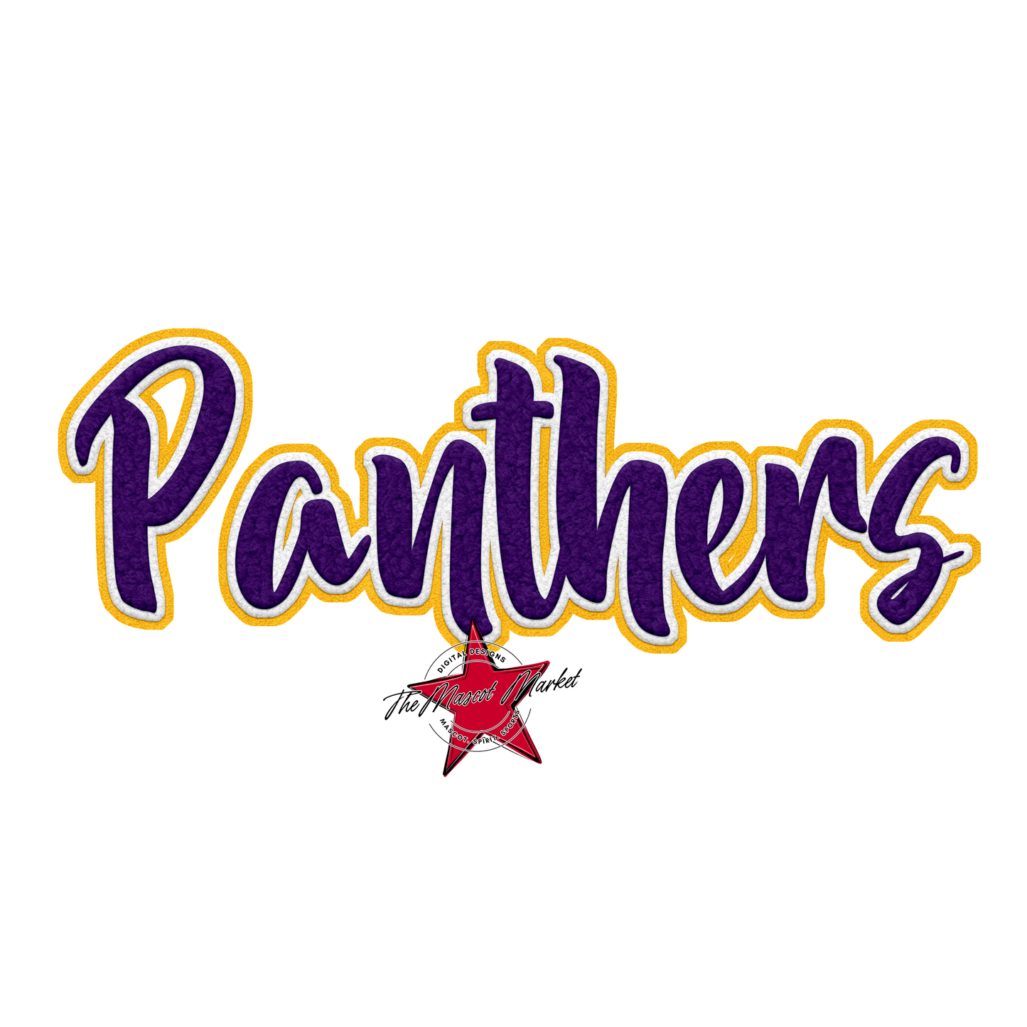Panthers Faux Chenille Patch-Purple-Yellow