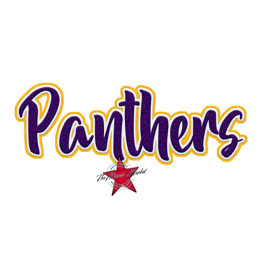 Panthers Faux Chenille Patch-Purple-Yellow