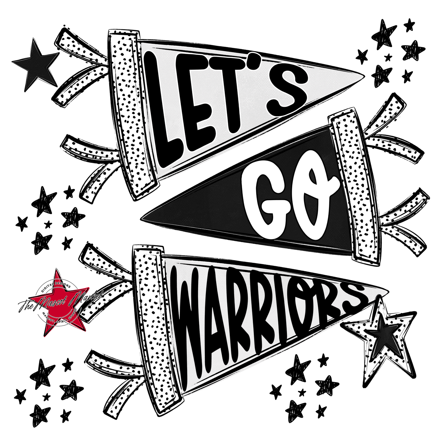 Warriors Let's Go Flag Design-Black