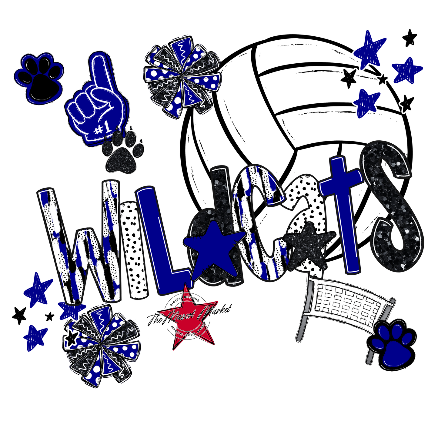 Wildcats Volleyball Scrape-Royal Blue