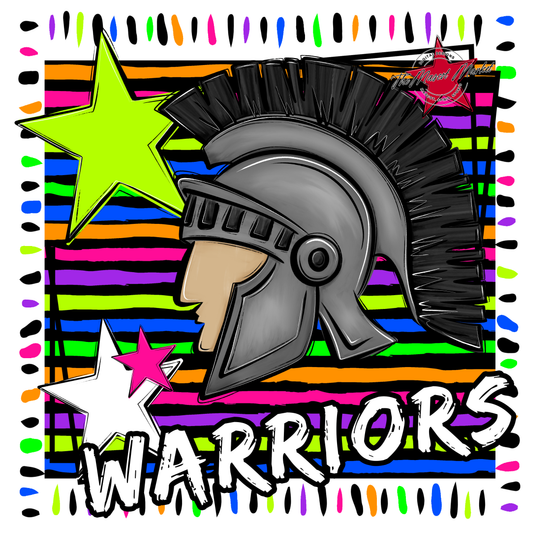 Warriors Mascot Frame-Neon Black