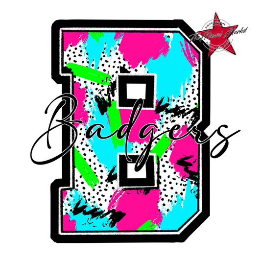 Badgers Alpha Paint Splat Design-Neon