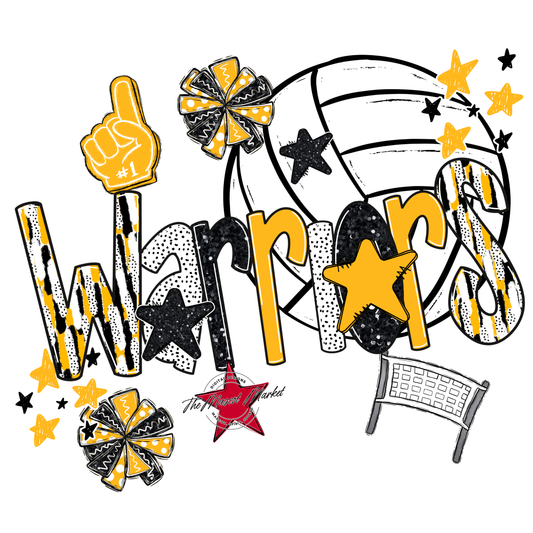 Warriors Volleyball Scrape-Yellow