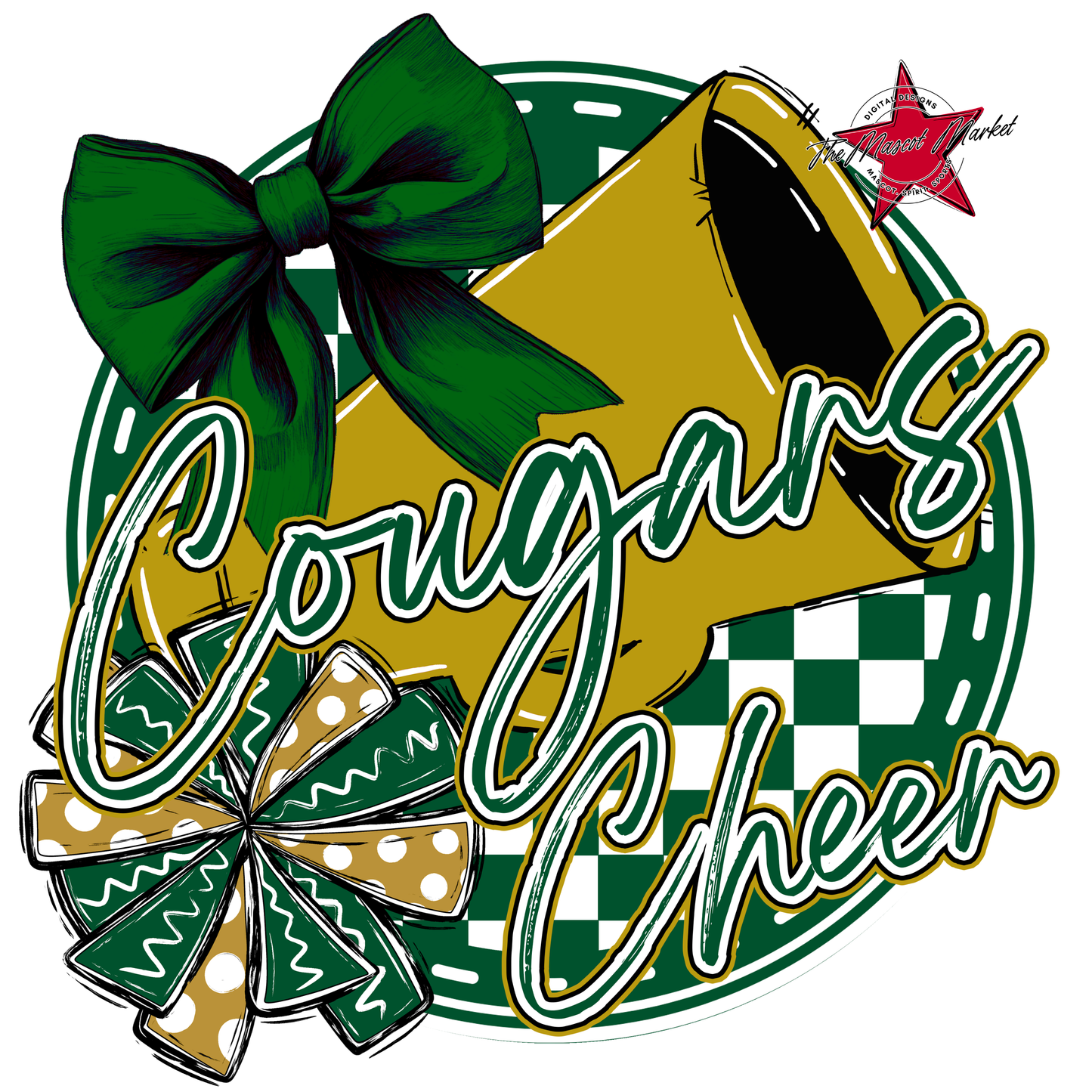 Cougars Circle Cheer Design-Green-Gold