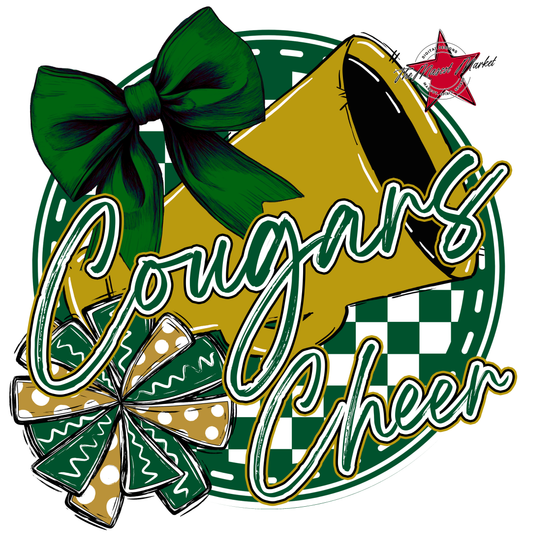 Cougars Circle Cheer Design-Green-Gold