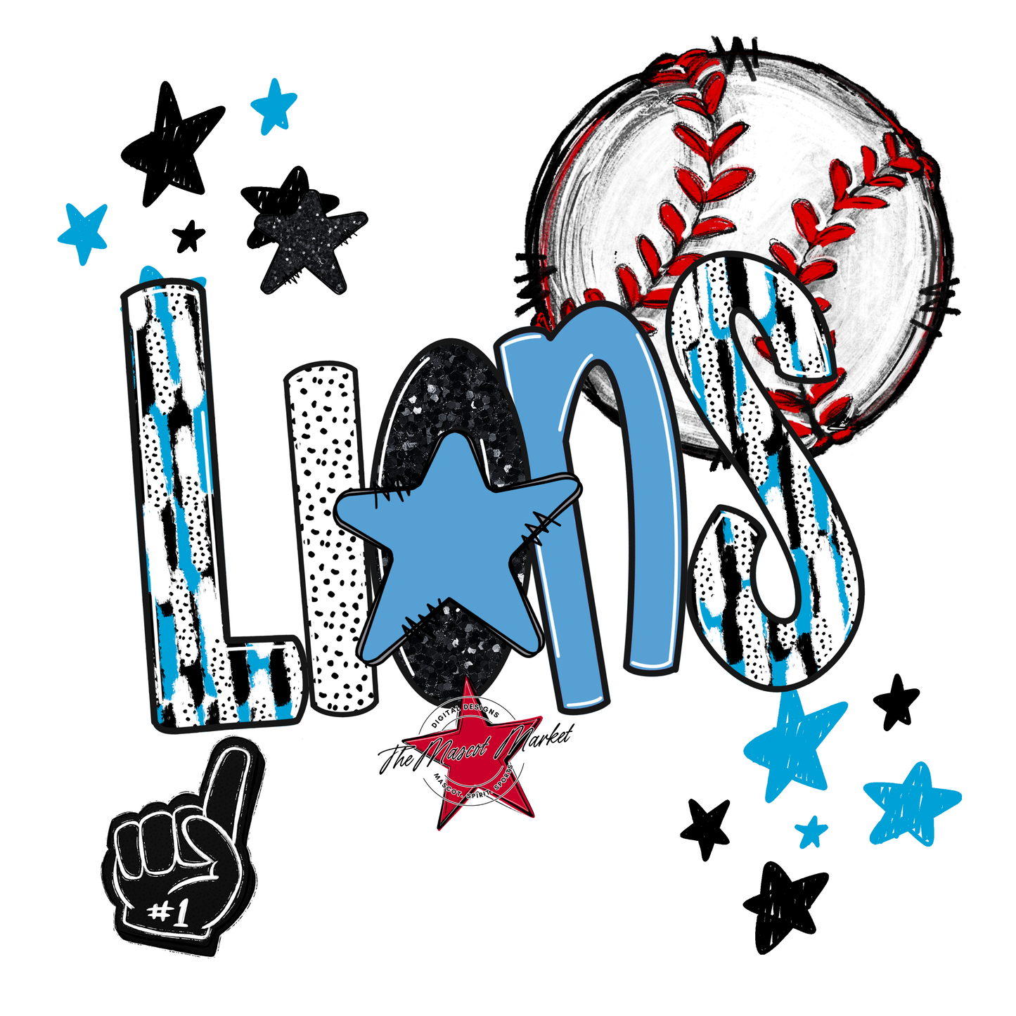 Lions Baseball Scrape-Carolina Blue