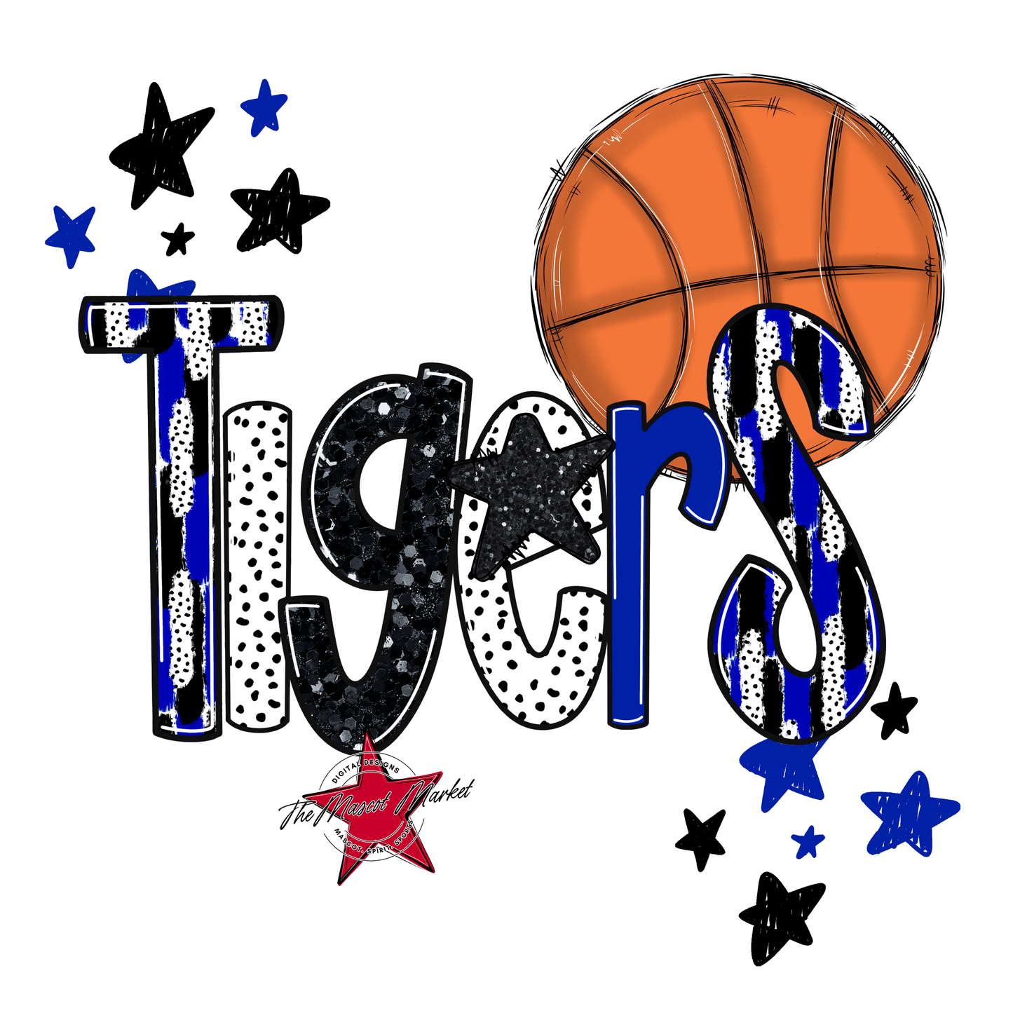 Tigers Basketball Scrape-Royal Blue