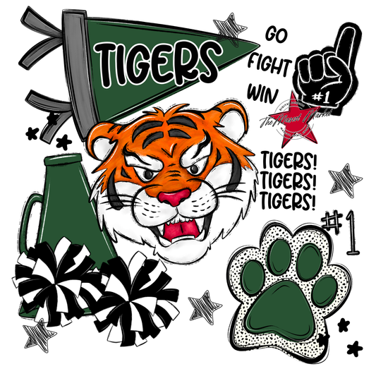 Tigers Mascot Spirit Design 2-Green
