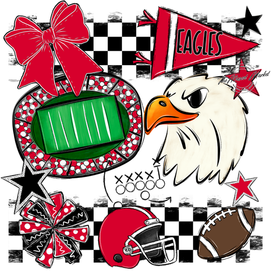 Eagles Checkers Mascot Spirit Design-Red