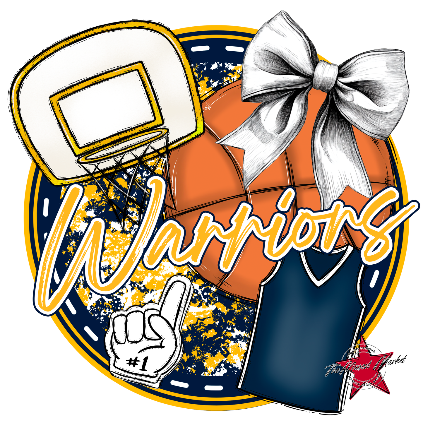 Warriors Circle Basketball Design-Navy-Yellow