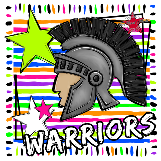 Warriors Mascot Frame-Neon White