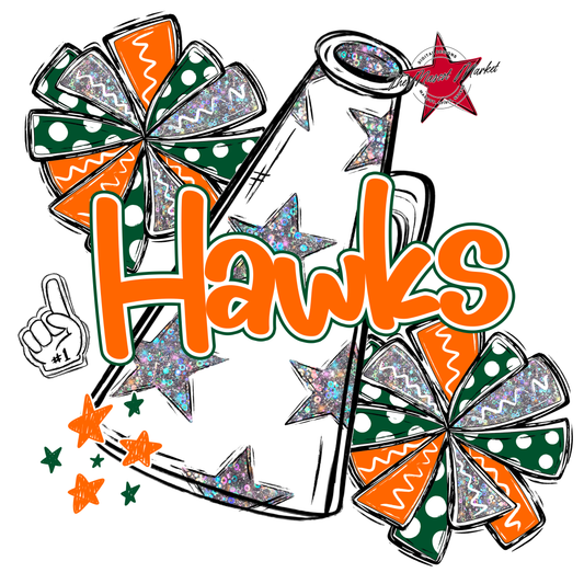 Hawks Alpha Megaphone Design-Green-Orange