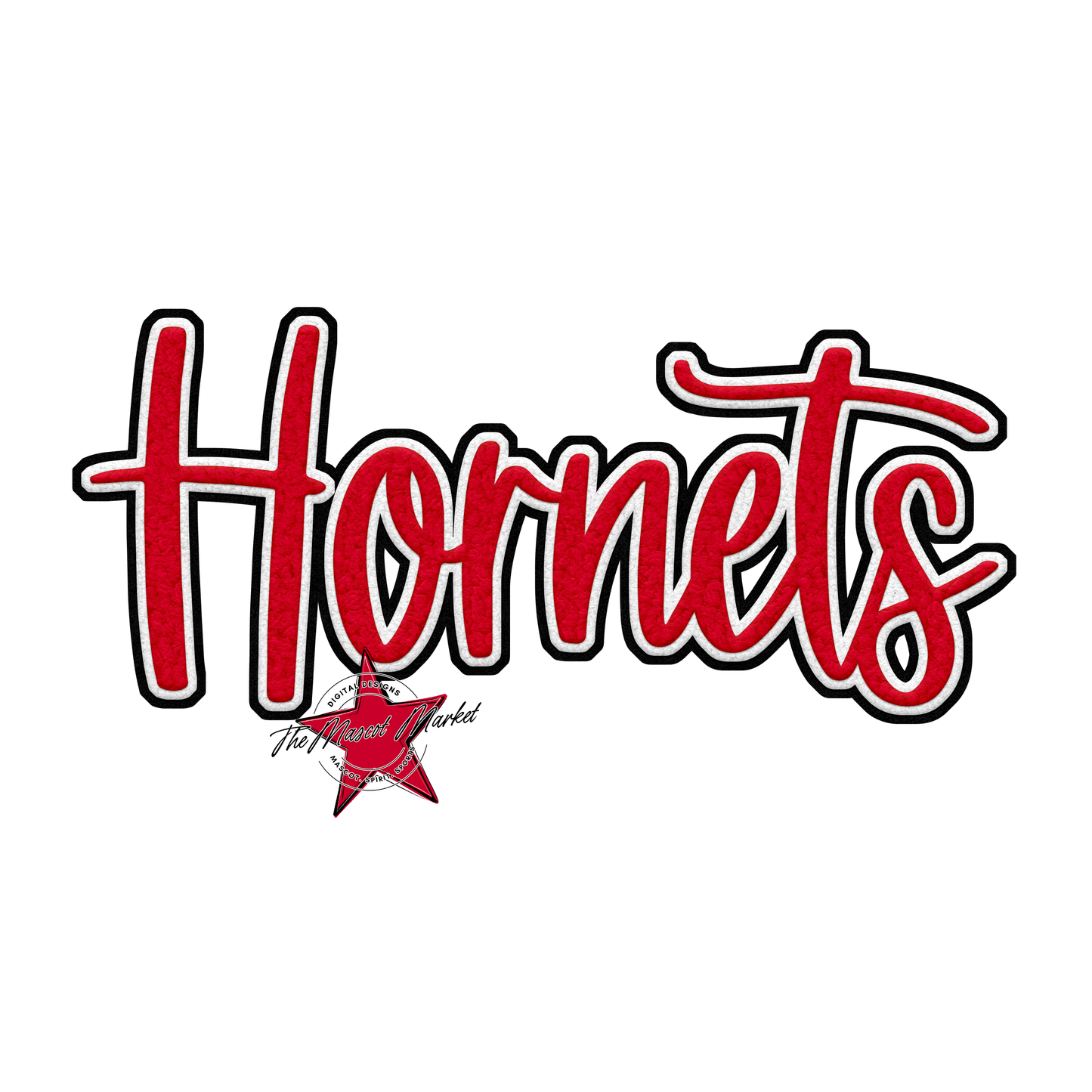 Hornets Faux Chenille Patch-Red
