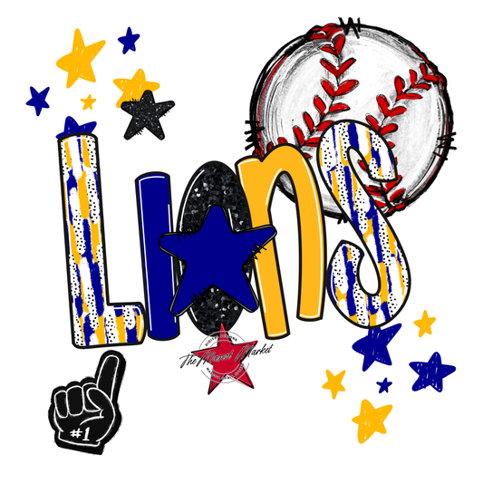 Lions Baseball Scrape-Blue-Yellow