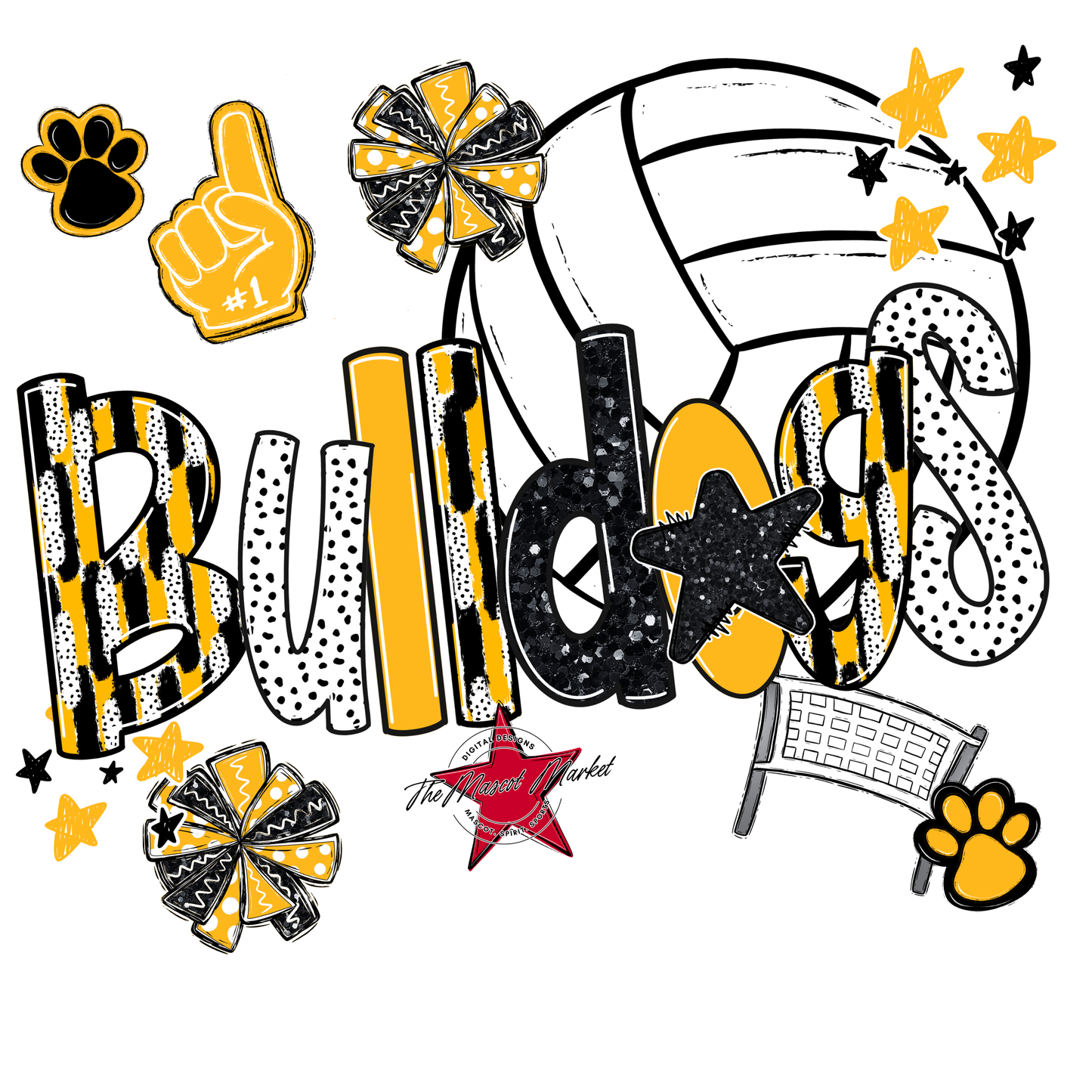 Bulldogs Volleyball Scrape-Yellow