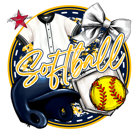 Circle Softball Design-Navy-Yellow