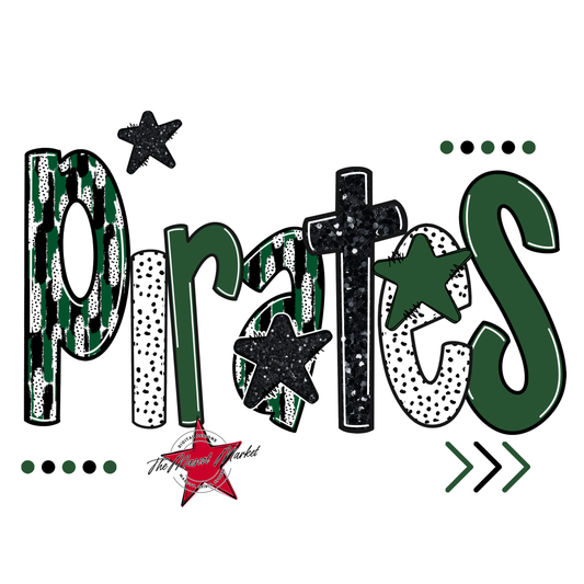 Pirates Brushstroke Alpha w Arrows-Green