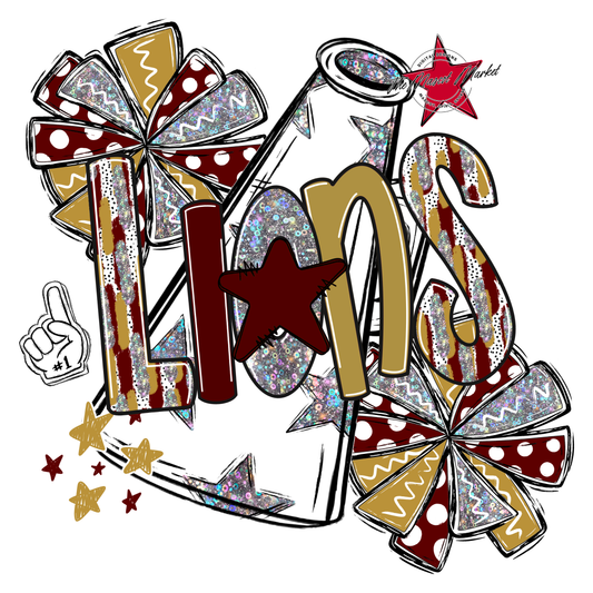 Lions Cheer Megaphone Scrape-Maroon-Gold