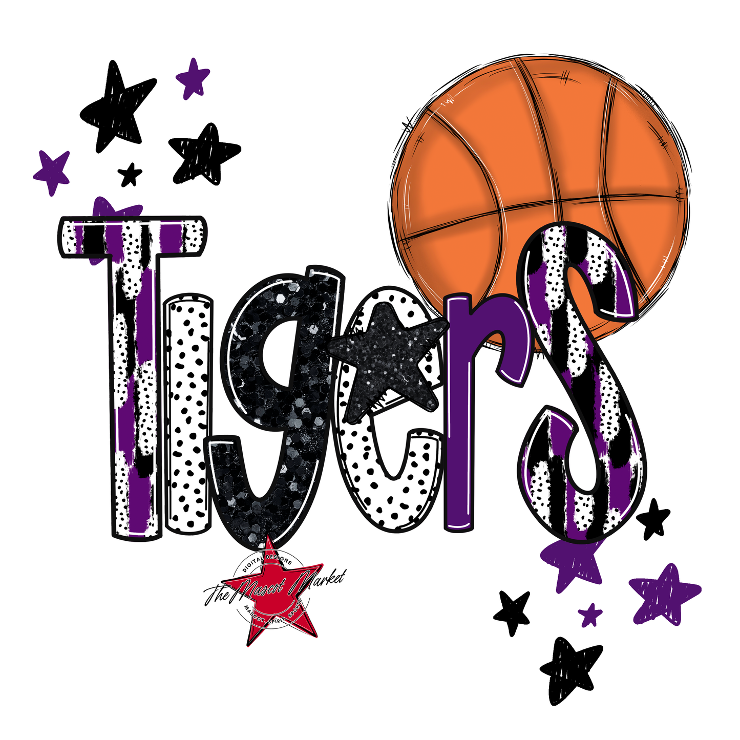 Tigers Basketball Scrape-Purple