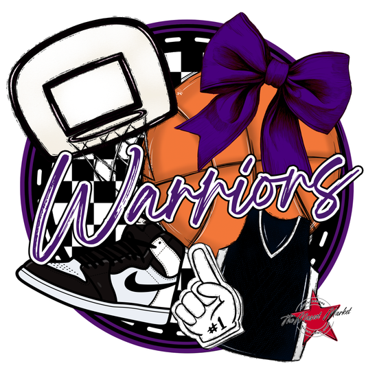 Warriors Circle Basketball Design-Purple