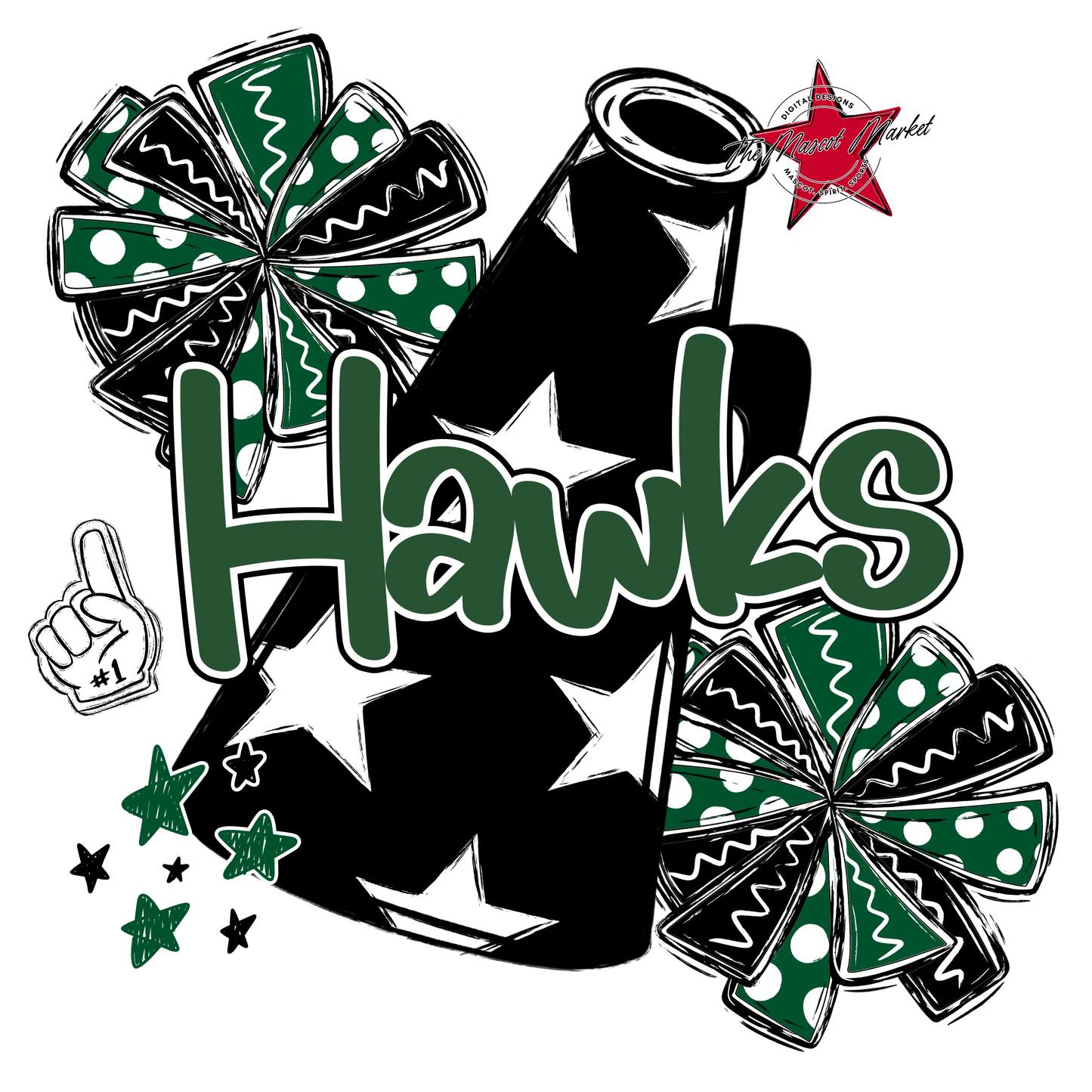 Hawks Alpha Megaphone Design-Green