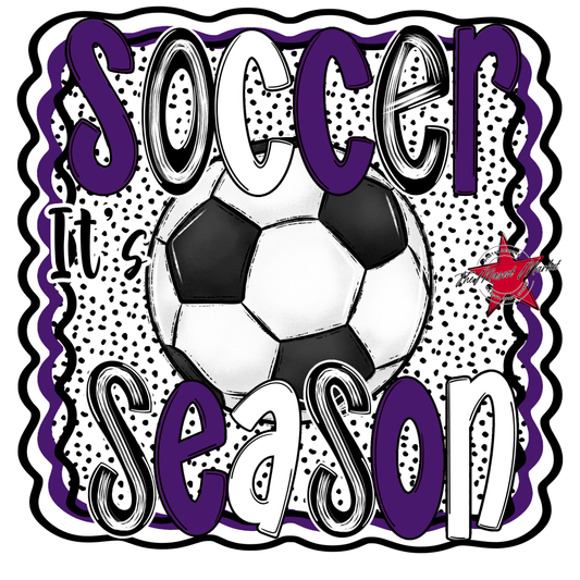 It's Soccer Season Dot Design-Purple