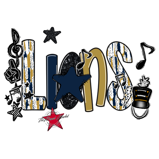 Lions Band Scrape-Navy-Gold