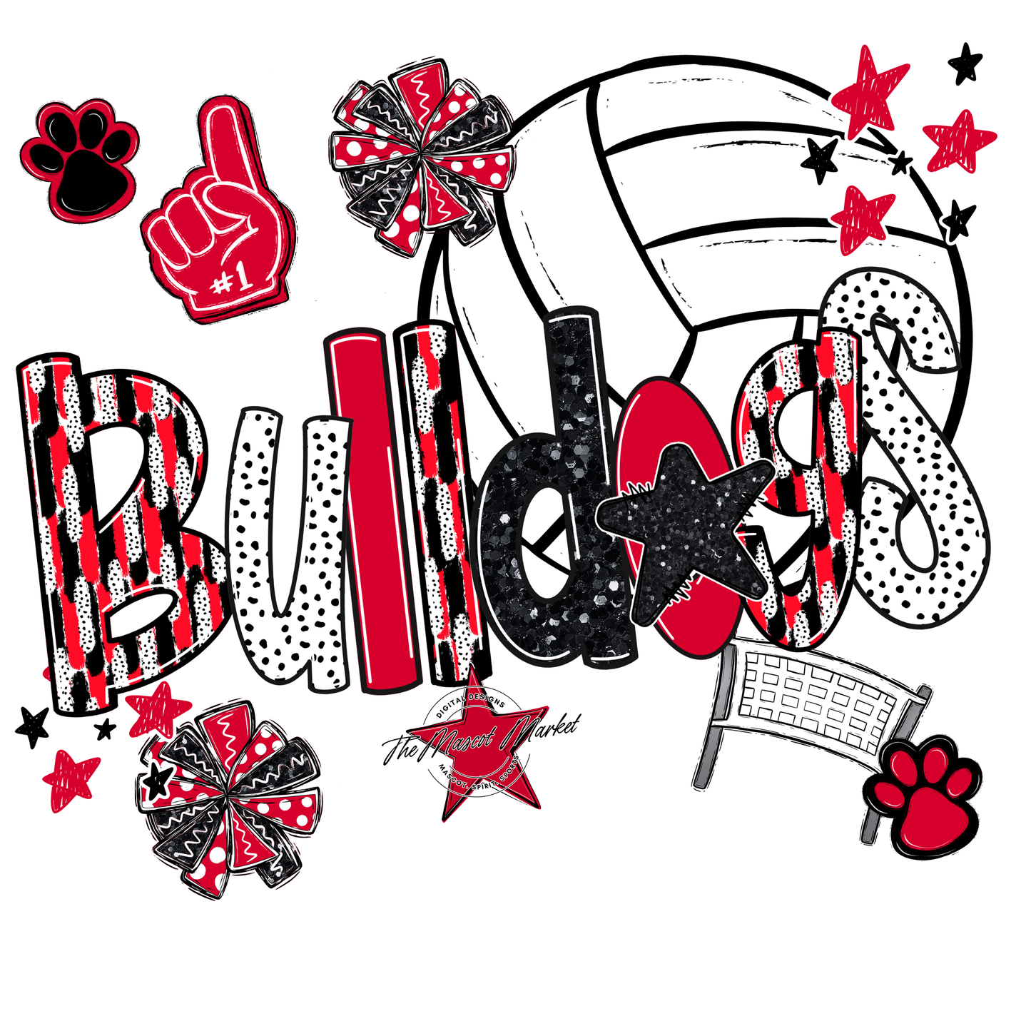 Bulldogs Volleyball Scrape-Red