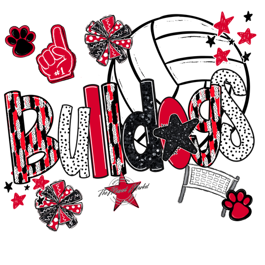 Bulldogs Volleyball Scrape-Red
